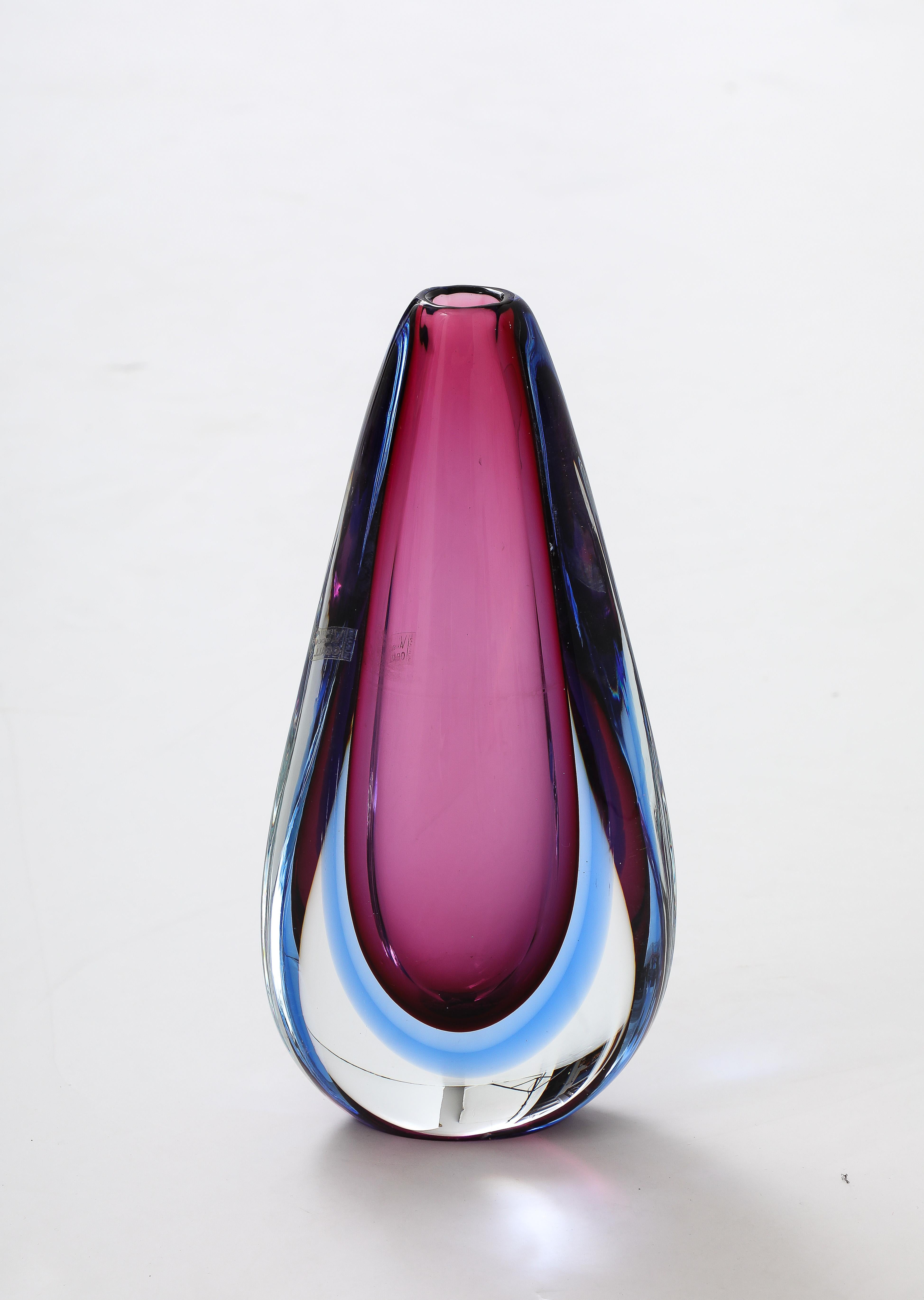 Vase en forme de goutte d'eau de Murano des années 1970 en vente 4