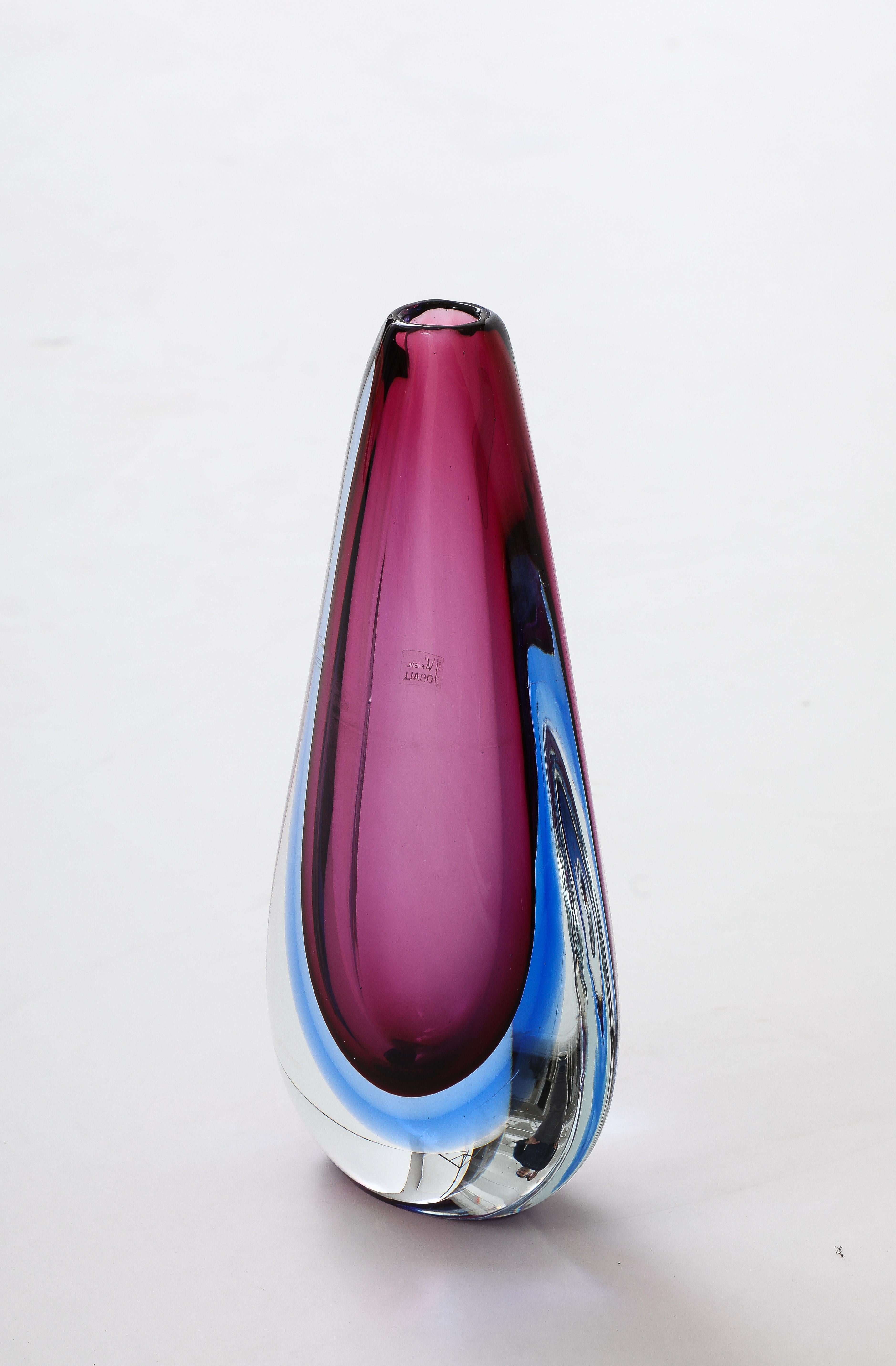 Verre de Murano Vase en forme de goutte d'eau de Murano des années 1970 en vente