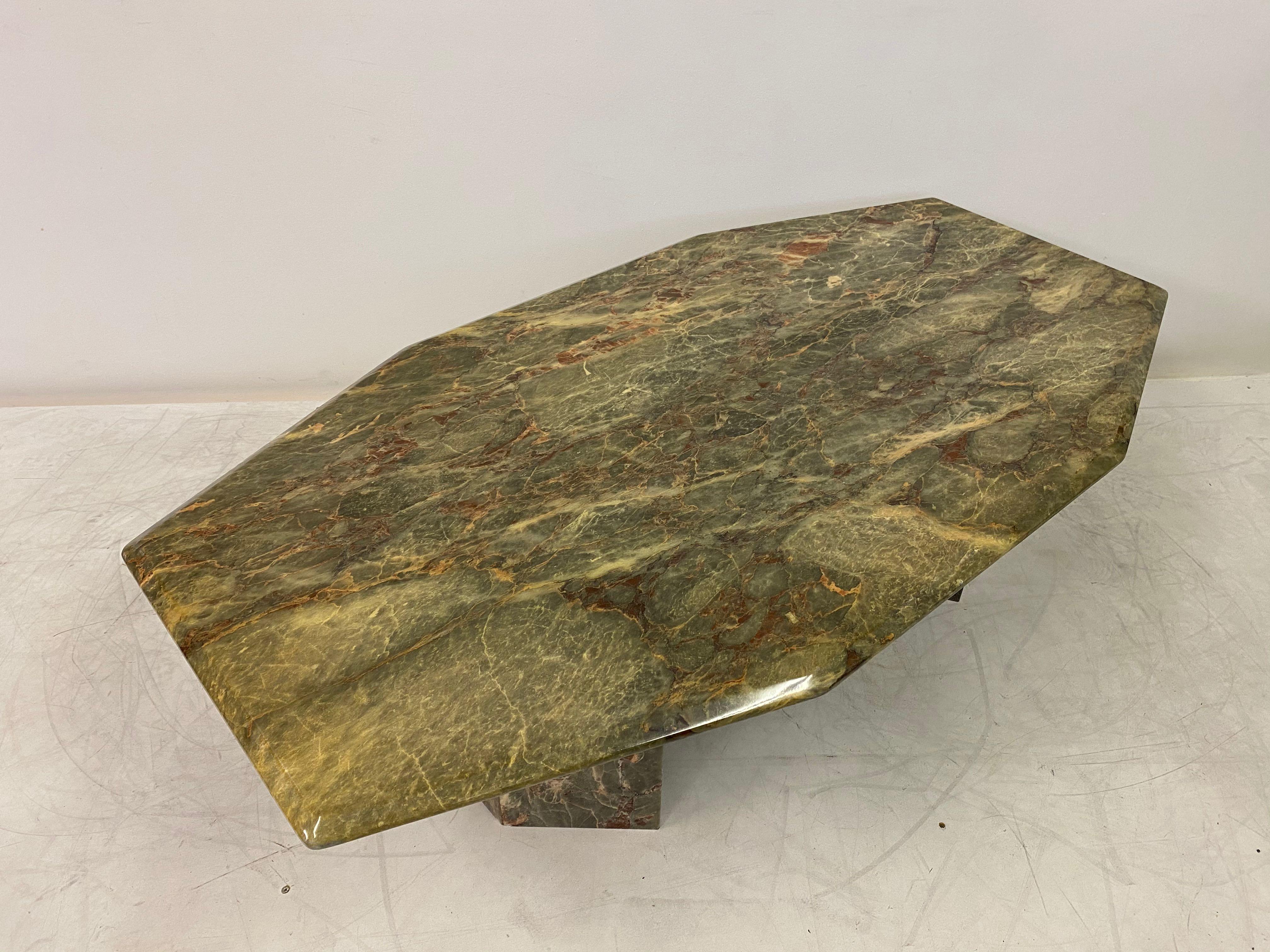 1970s Octagonal Green Onyx Marble Coffee Table at 1stDibs