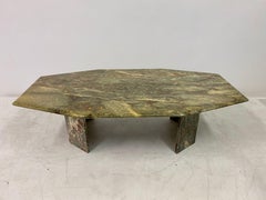 1970s Octagonal Green Onyx Marble Coffee Table