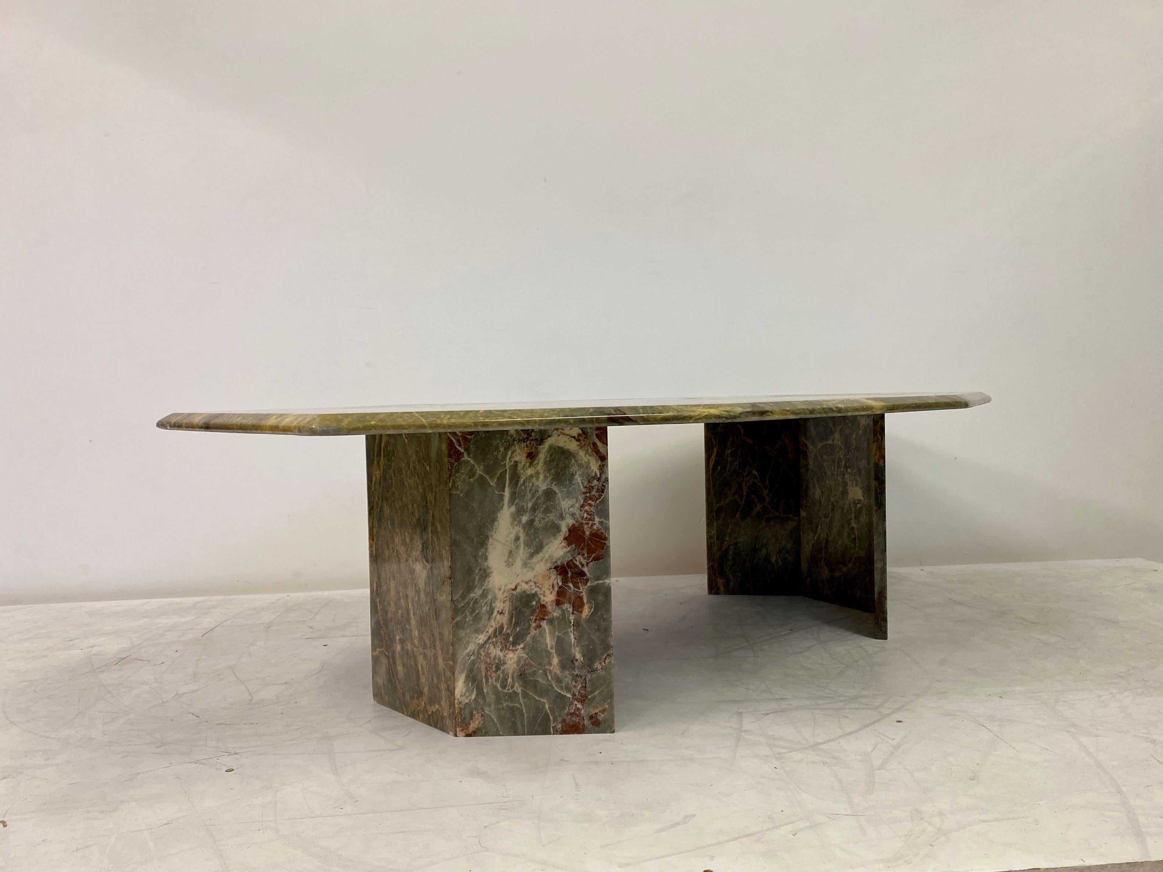 1970s Octagonal Green Onyx Marble Coffee Table at 1stDibs