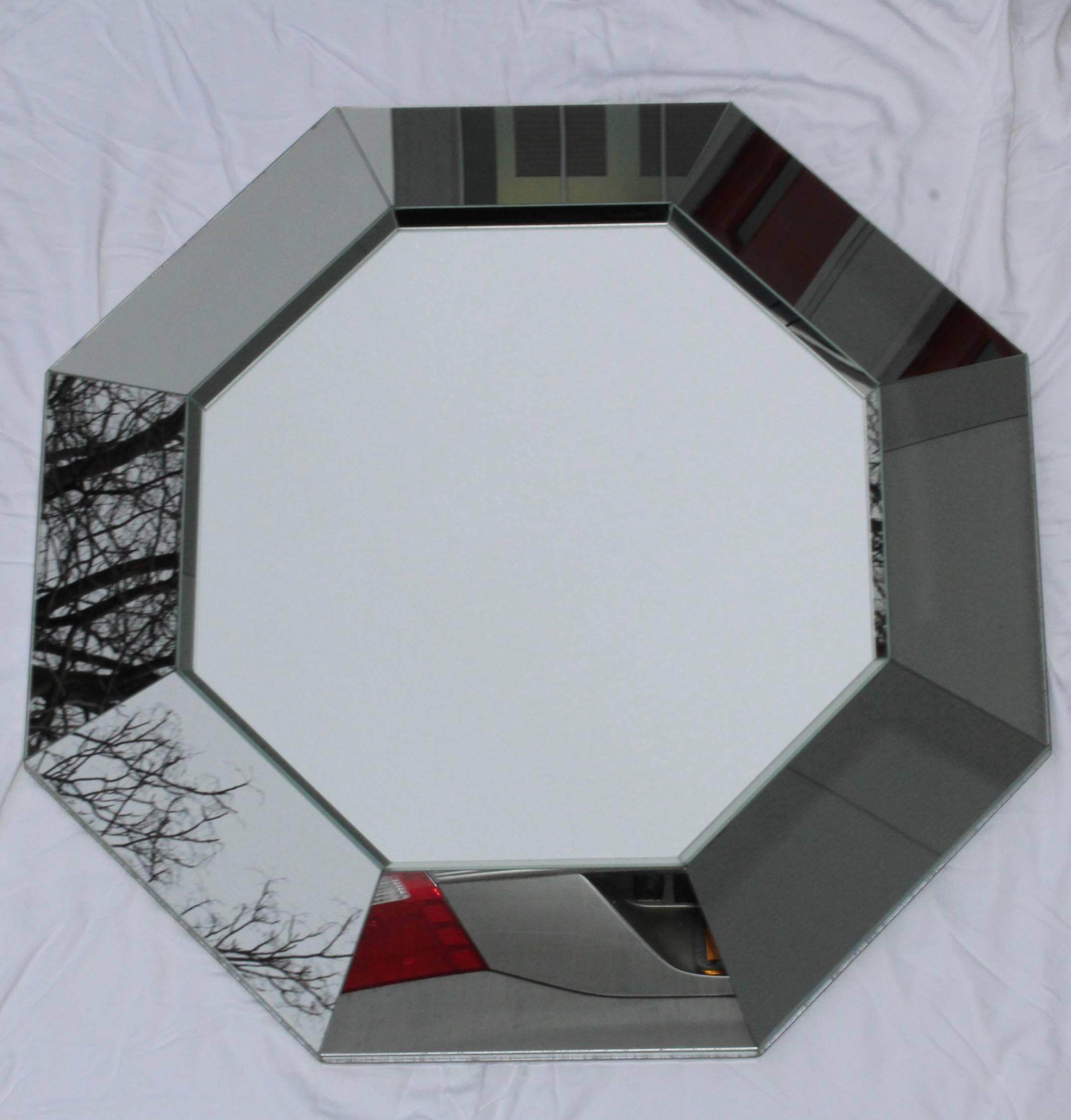 Stunning large 1970s octagonal mirror made by Gampel-Stoll Inc.