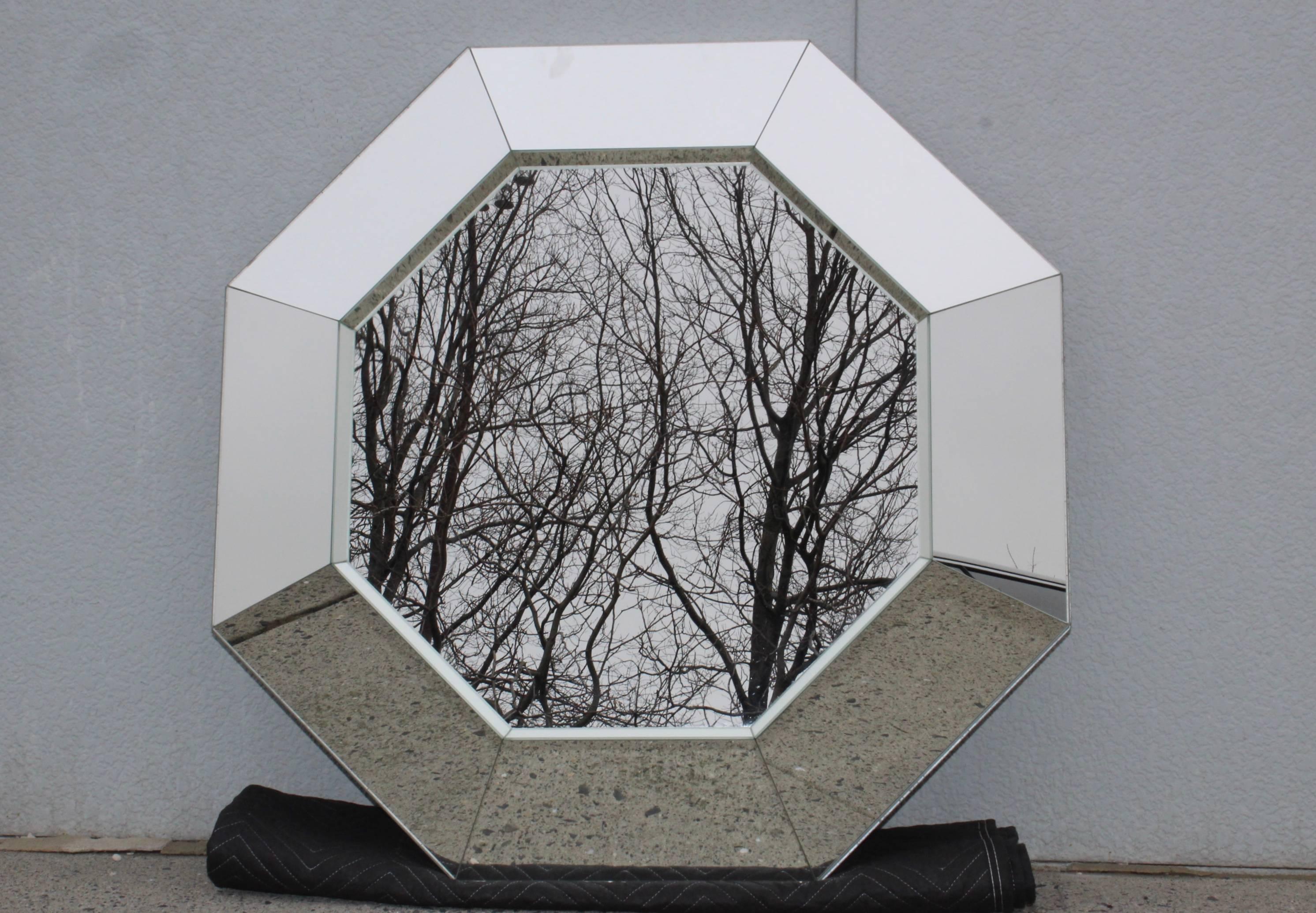 American 1970s Octagonal Mirror by Gampel-Stoll