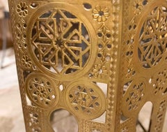 1970s Octagonal Openwork Brass Side Table with Handcrafted Arabic Design