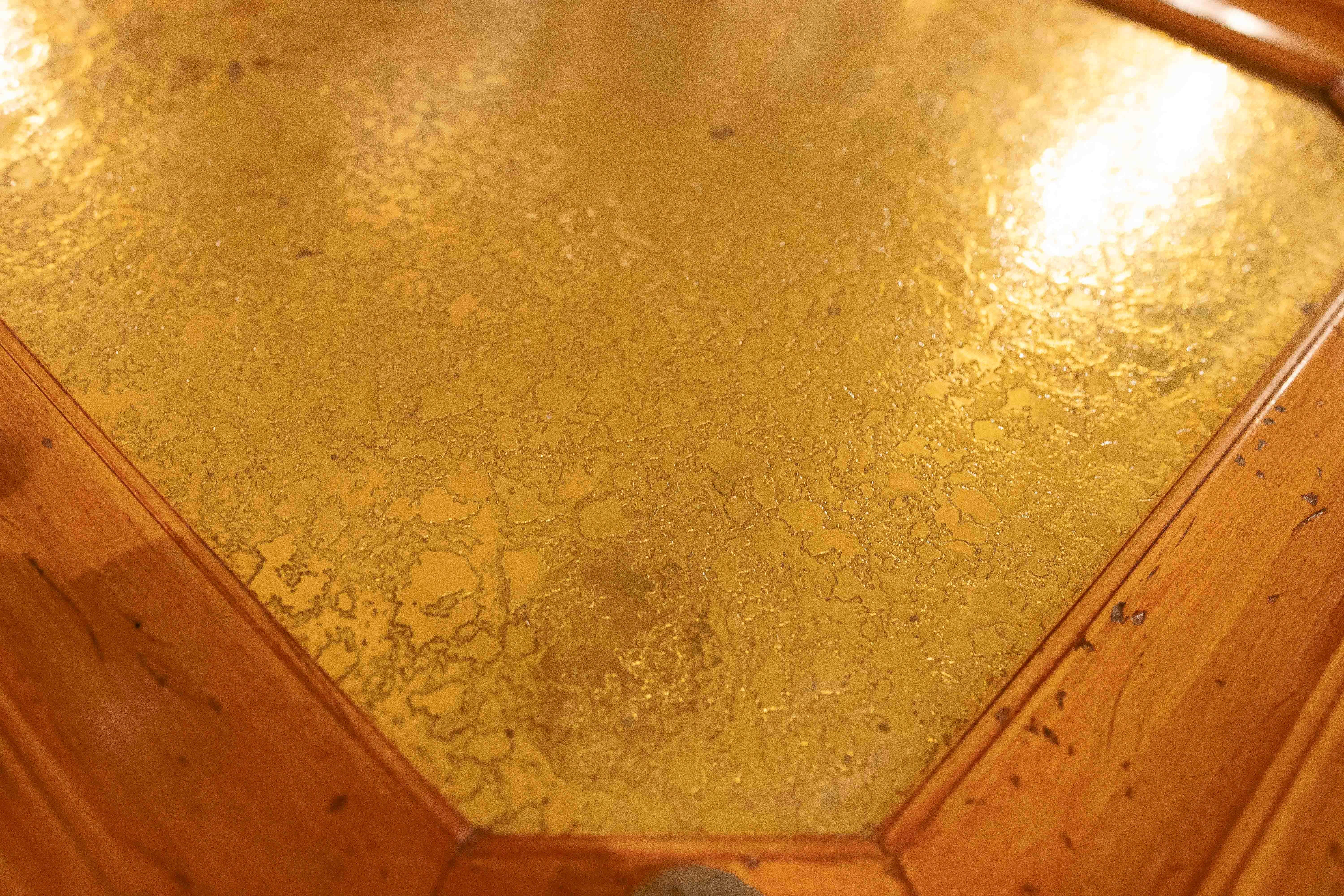 1970s Octagonal Side Table with Brass Bamboo Legs For Sale 1