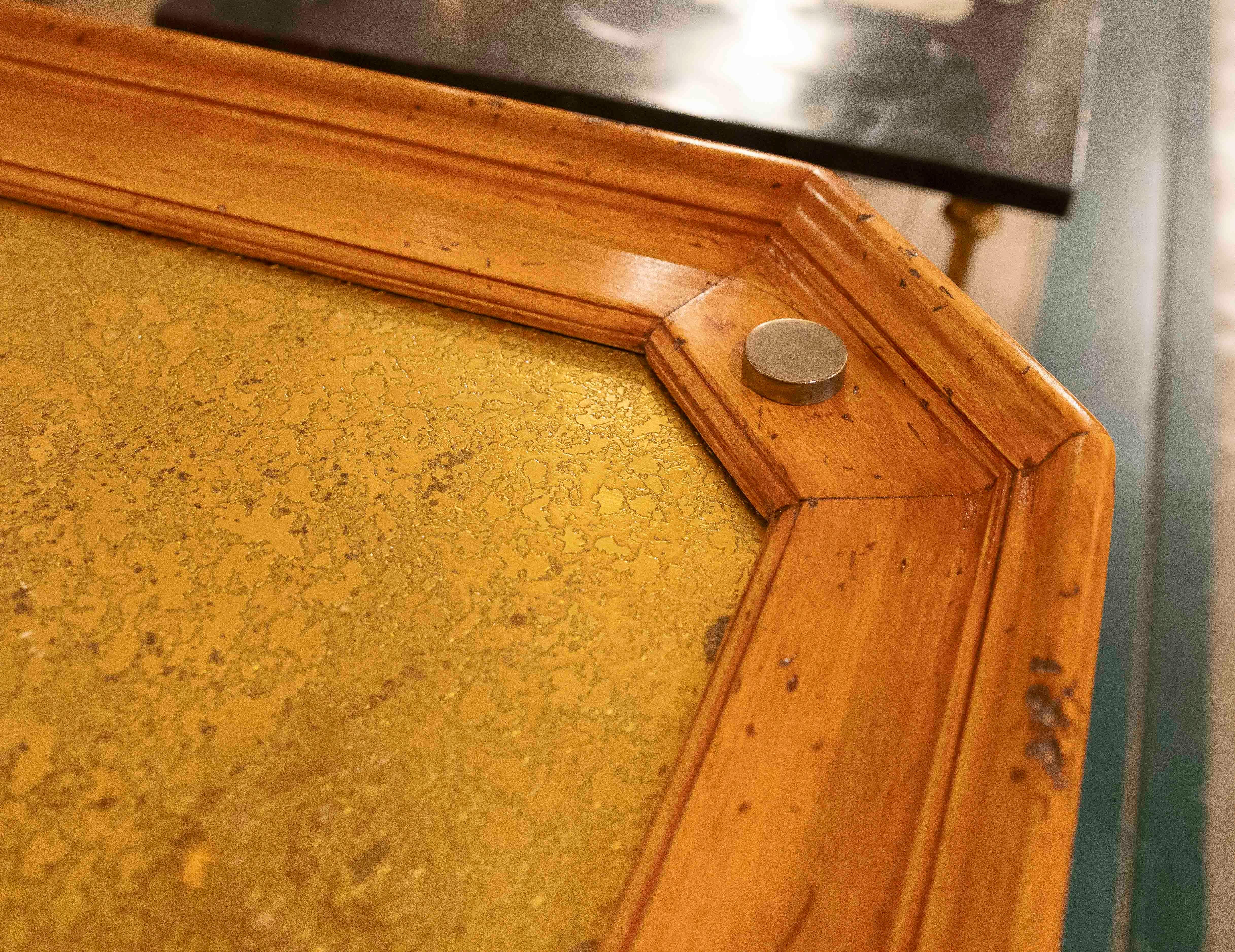 1970s Octagonal Side Table with Brass Bamboo Legs For Sale 2
