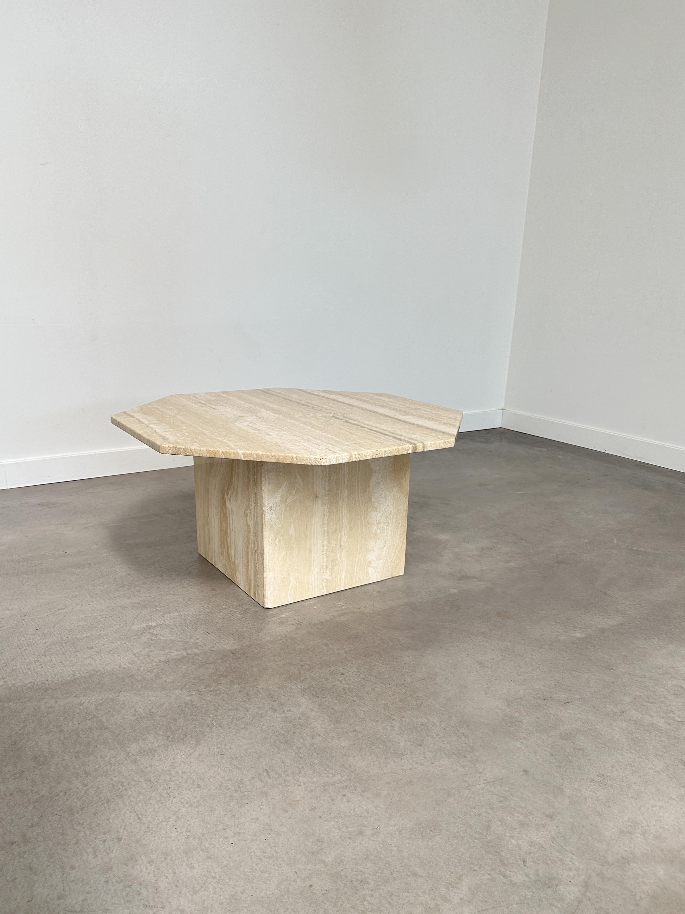 1970s Octagonal Travertine Coffee Table For Sale 3