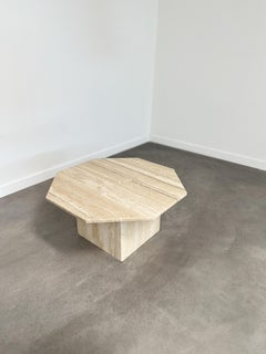 1970s Octagonal Travertine Coffee Table
