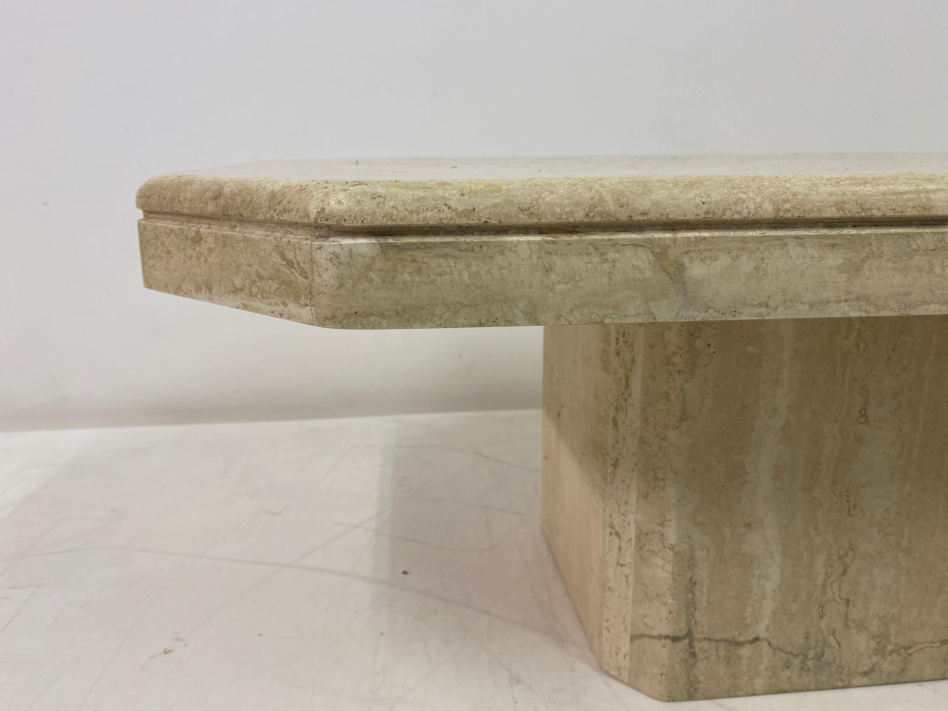 1970s Octagonal Travertine Coffee Table In Good Condition In London, London