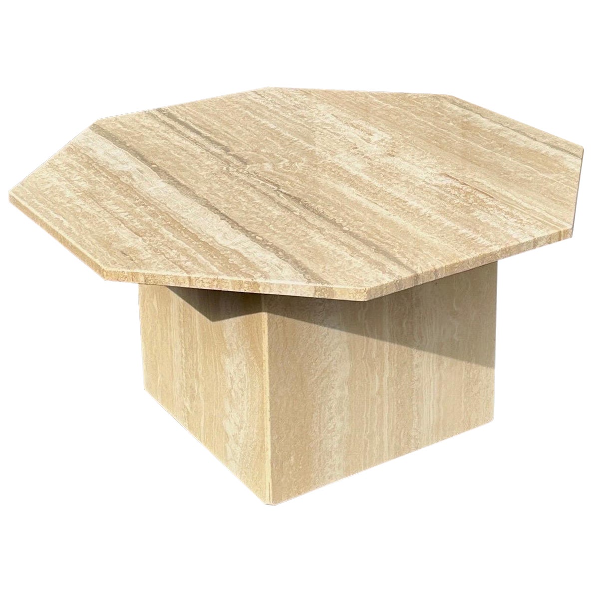 1970s Octagonal Travertine Coffee Table