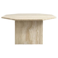 1970s Octagonal Travertine Coffee Table