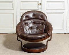 1970s Oddmund Vad for VAD Trevarefabrik Norway ‘Convair' Leather Swivel Chair