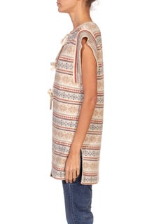 1970S Off White Poly Blend Knit Sweater Vest Top