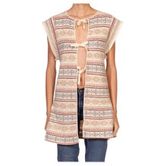 1970S Off White Poly Blend Knit Sweater Vest Top