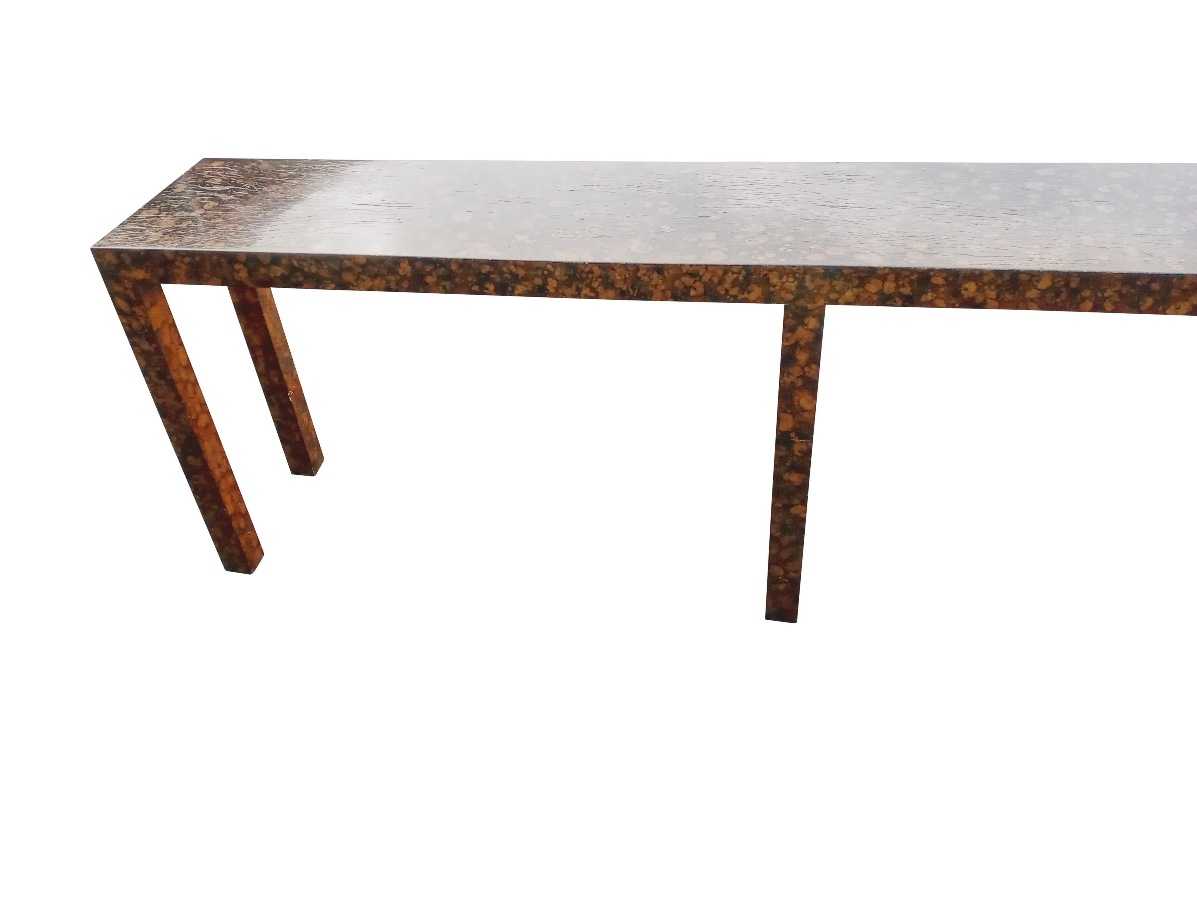 Mid-Century Modern 1970s Oil Drop Finish Tall Long Narrow Parsons Console Table by Directional