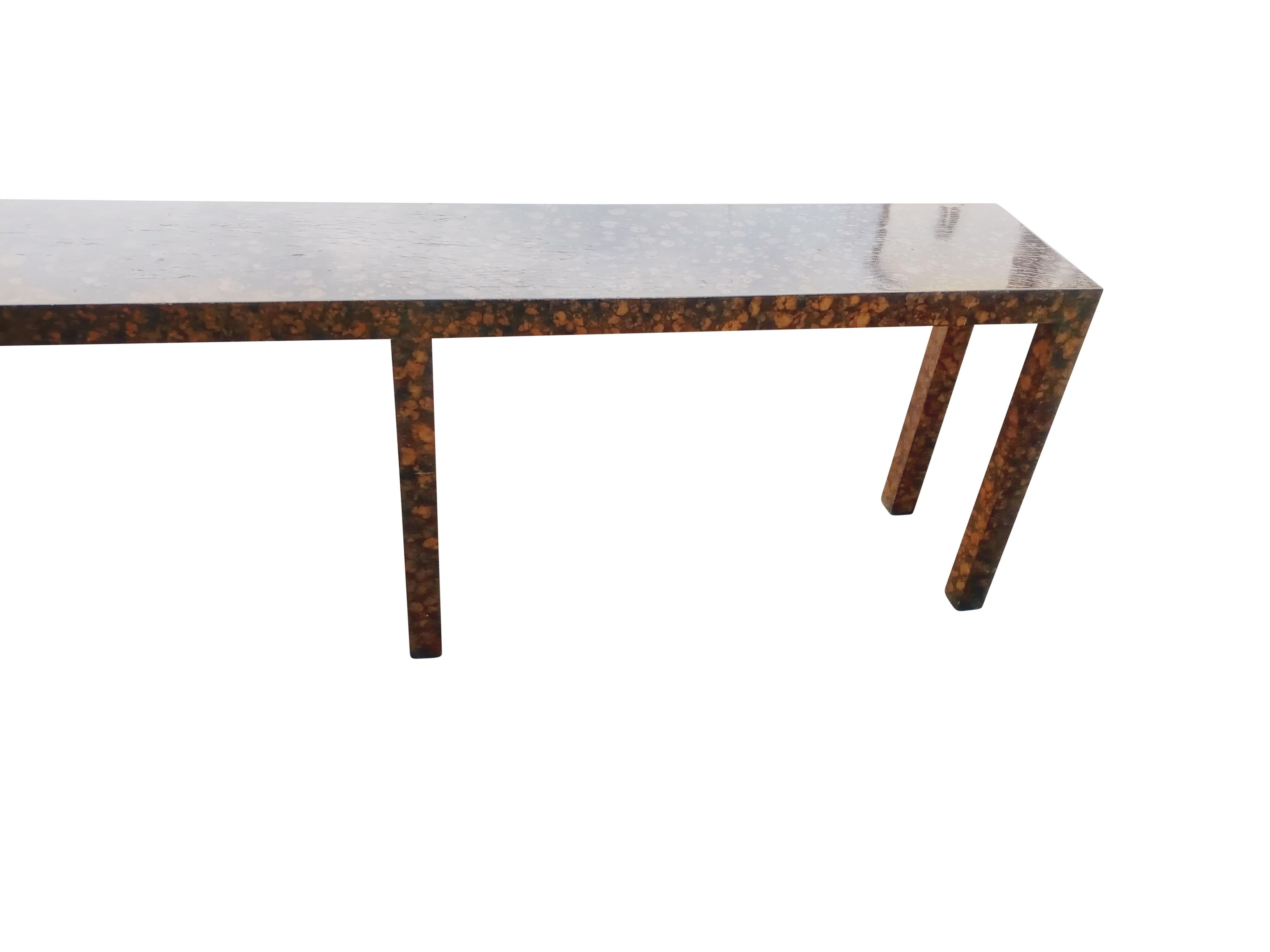 American 1970s Oil Drop Finish Tall Long Narrow Parsons Console Table by Directional