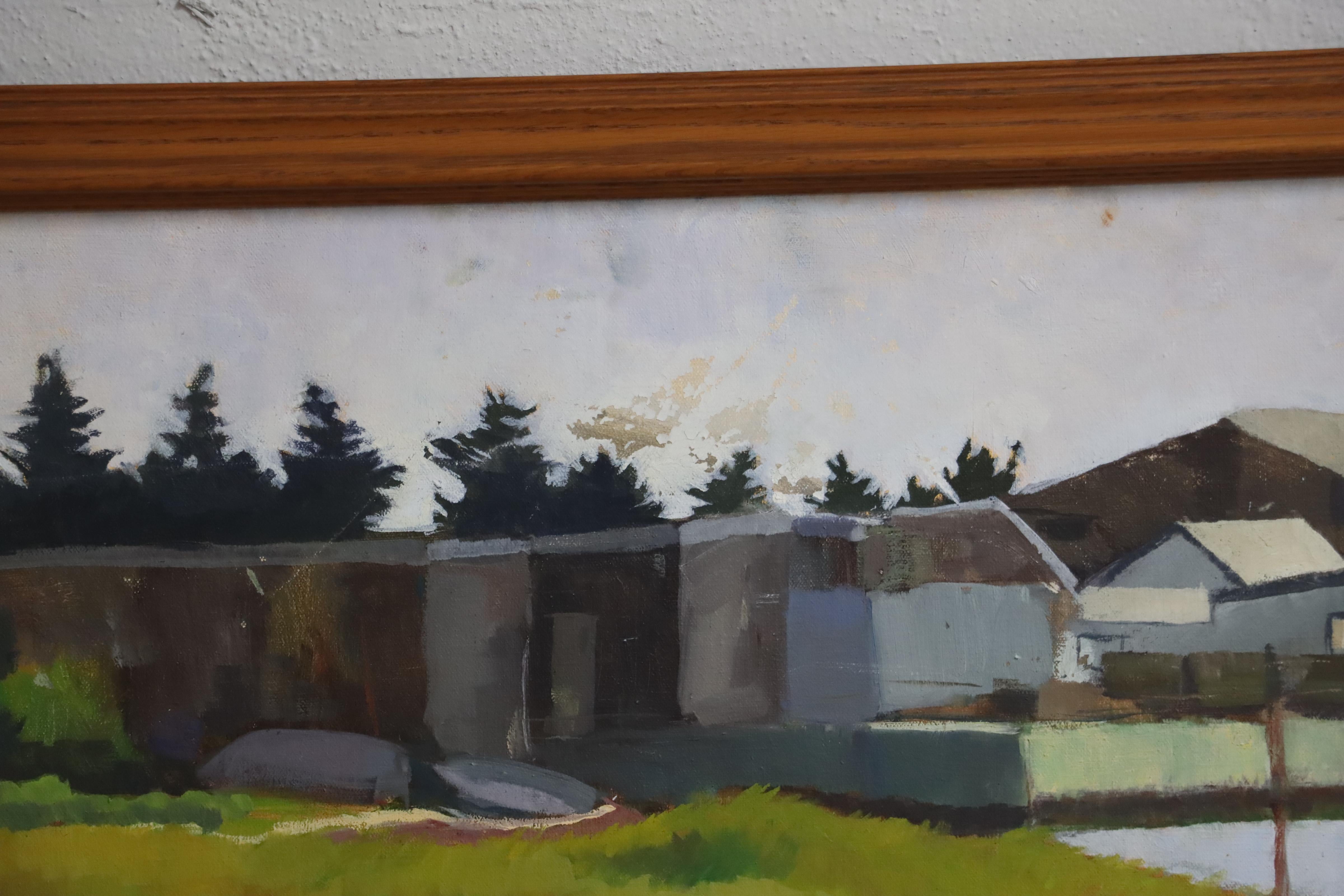 1970's Óleo Sobre Lienzo Fire Island Pines Pintura Moderna Moderno de mediados de siglo en venta