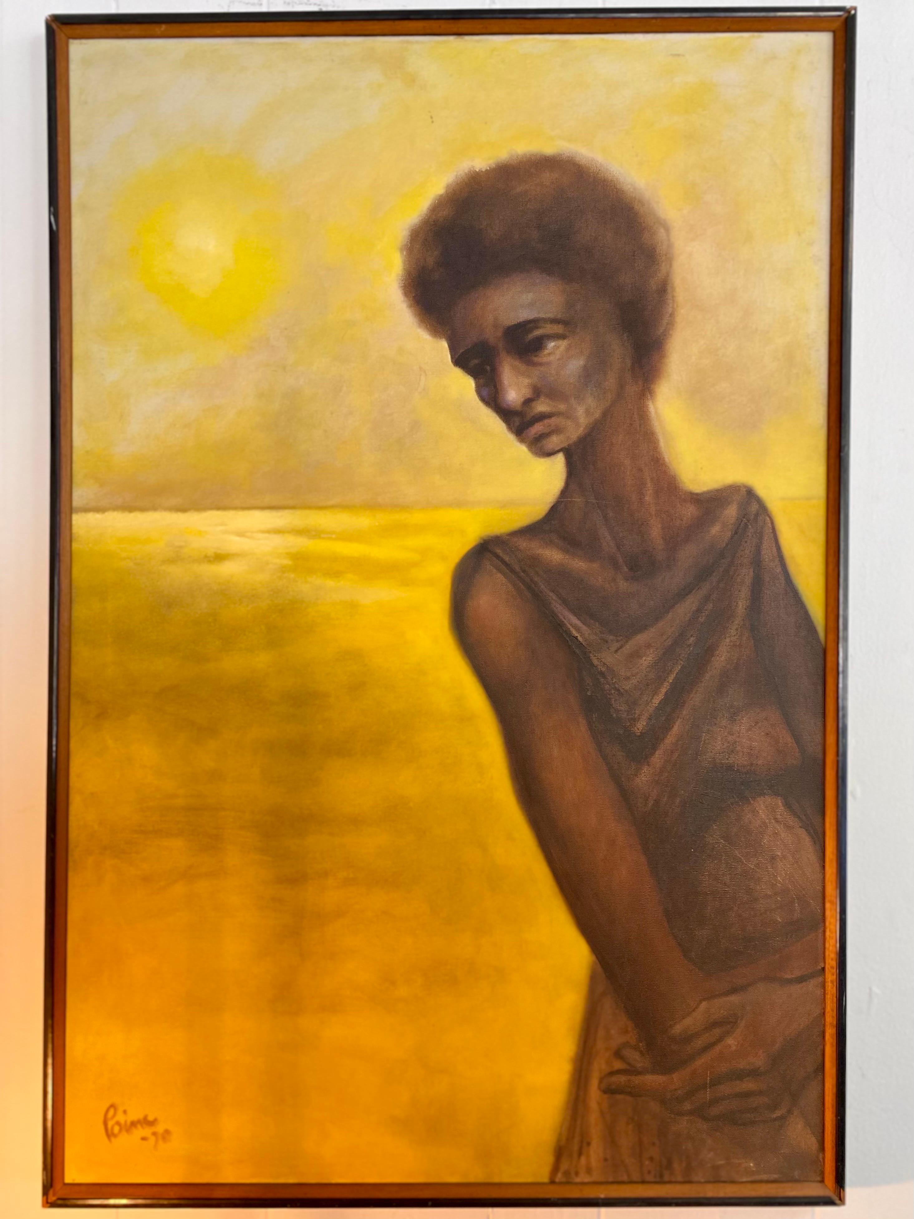 1970s Oil Painting of Woman on Canvas In Good Condition In San Antonio, TX