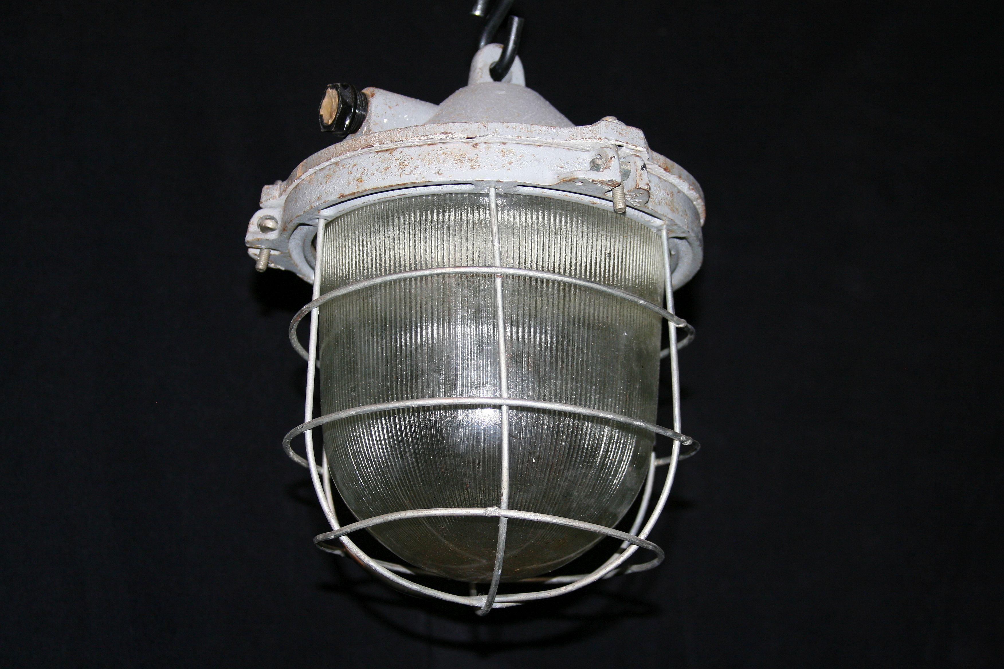 Polish 1970s OKS -1 Industrial Lamp Raw For Sale