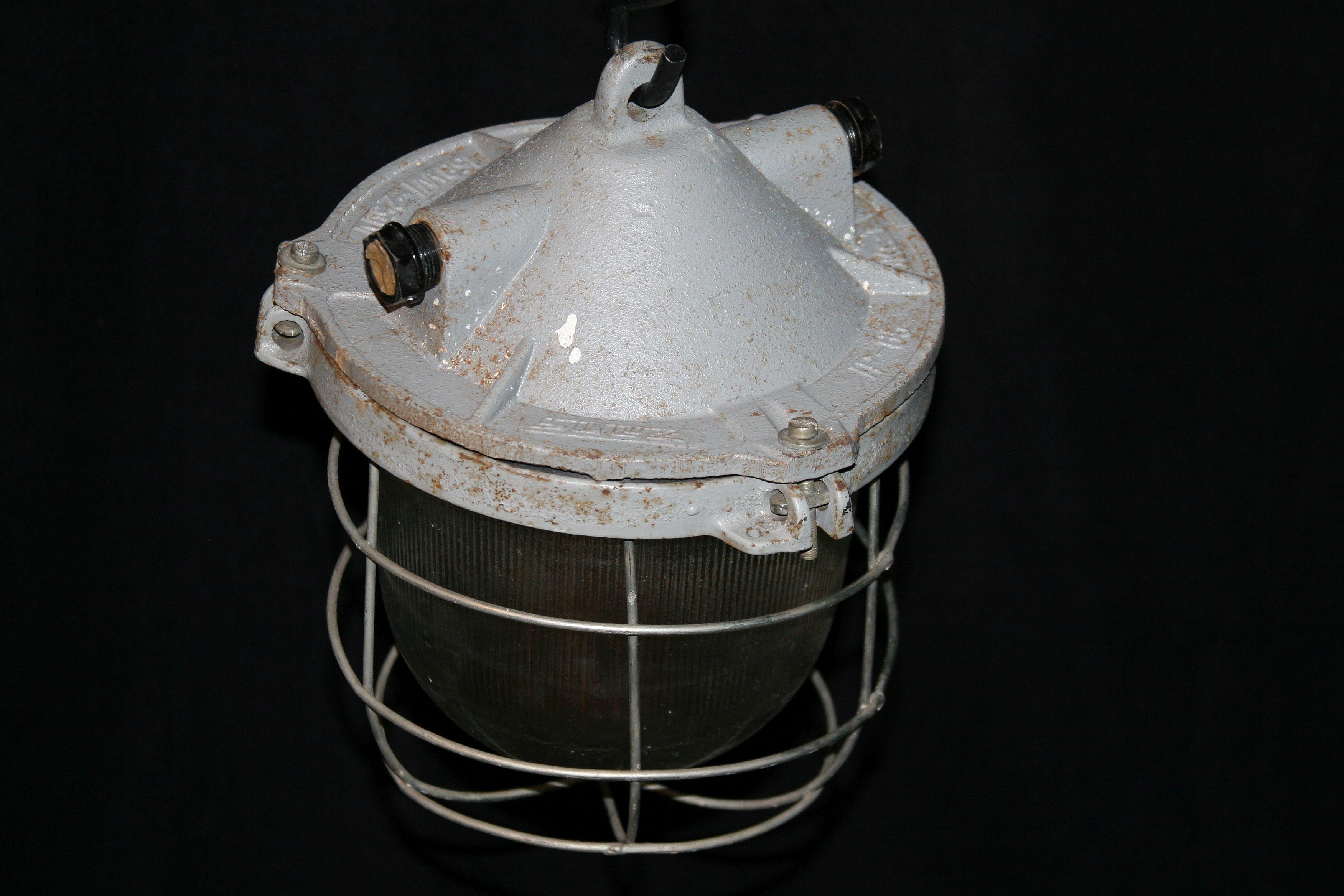 Cast 1970s OKS -1 Industrial Lamp Raw For Sale