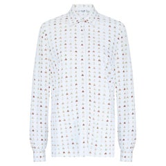1970s Old Celine Jockey Print Cotton Shirt