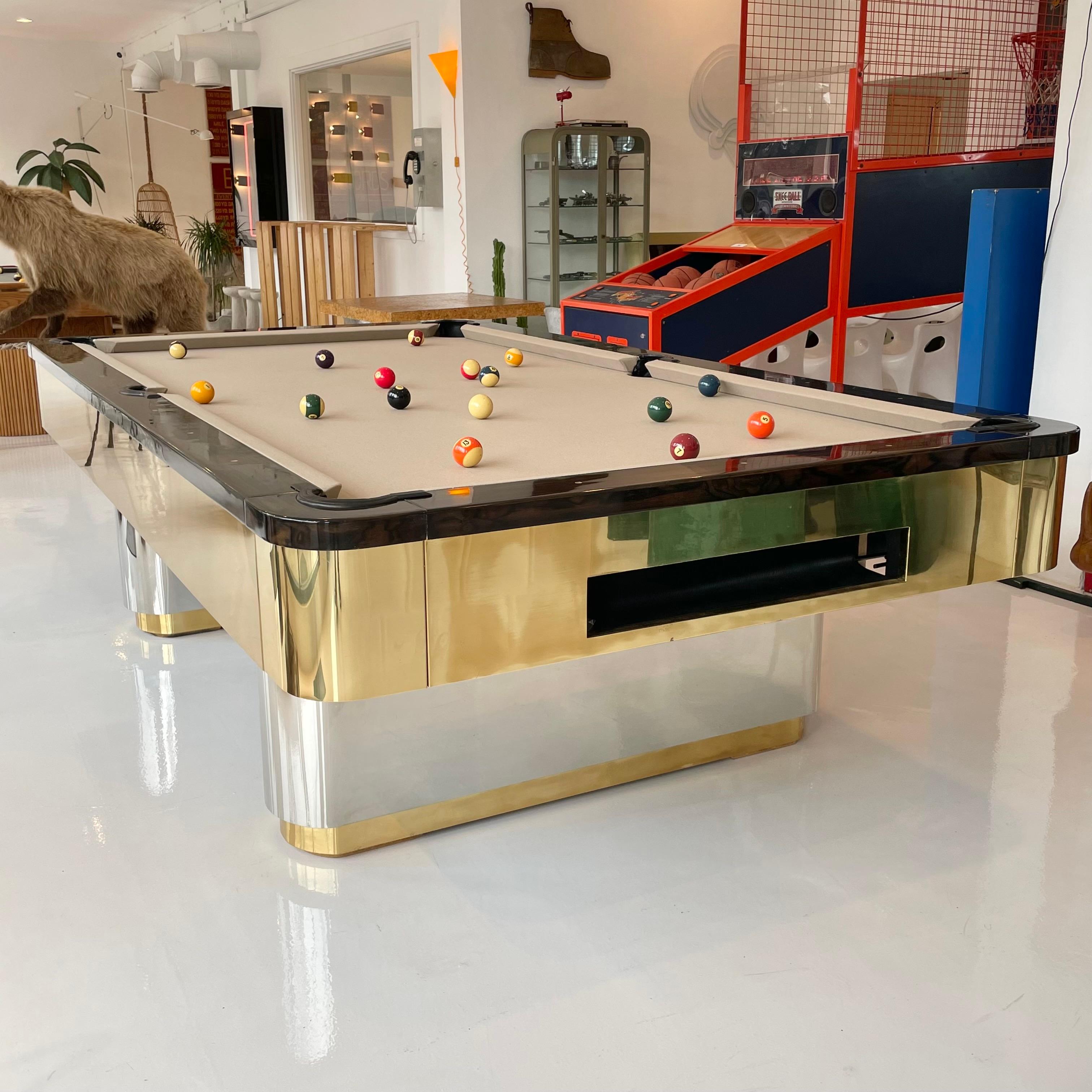 1970s Olhausen Brass and Chrome POOL Table 10