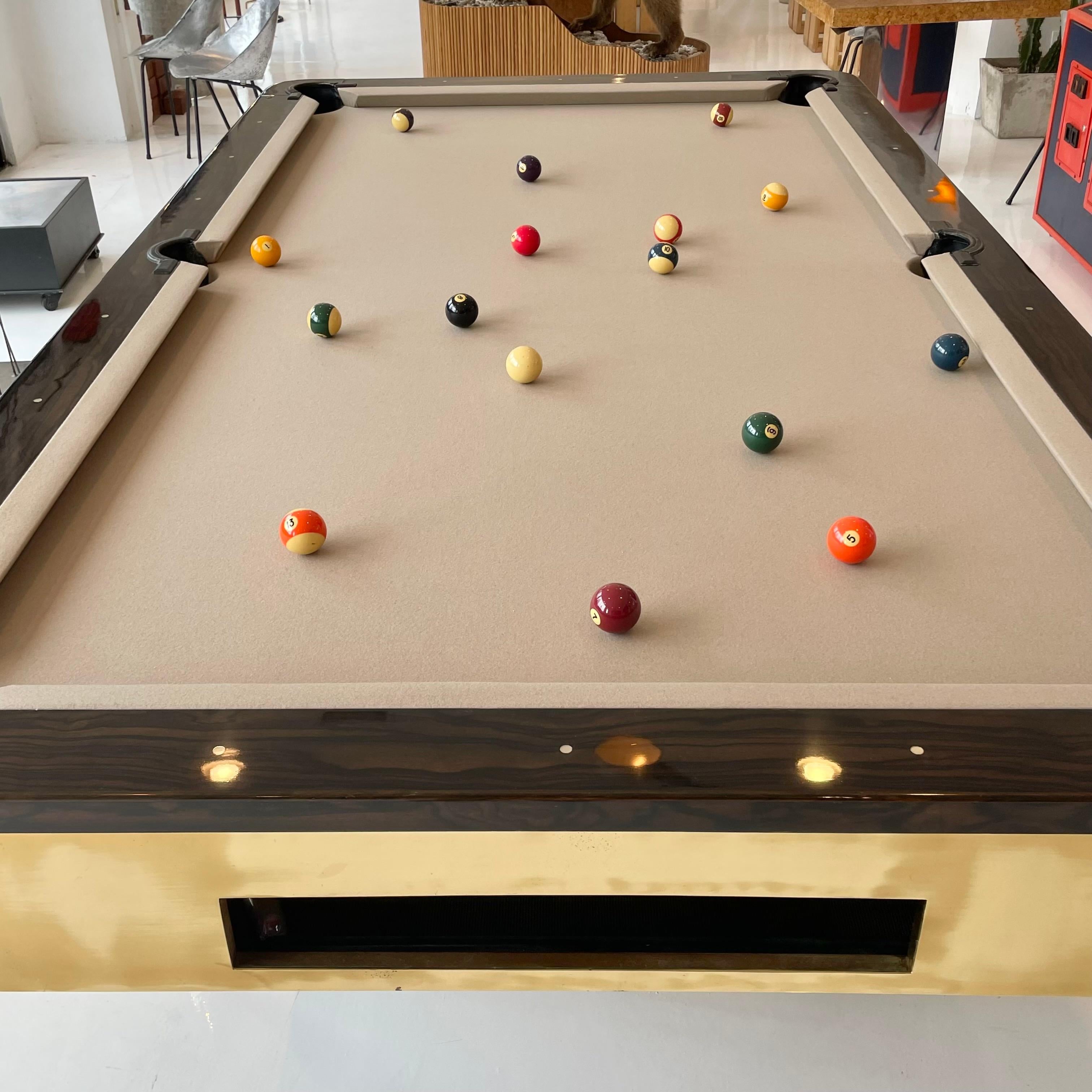 1970s Olhausen Brass and Chrome POOL Table In Good Condition In Los Angeles, CA