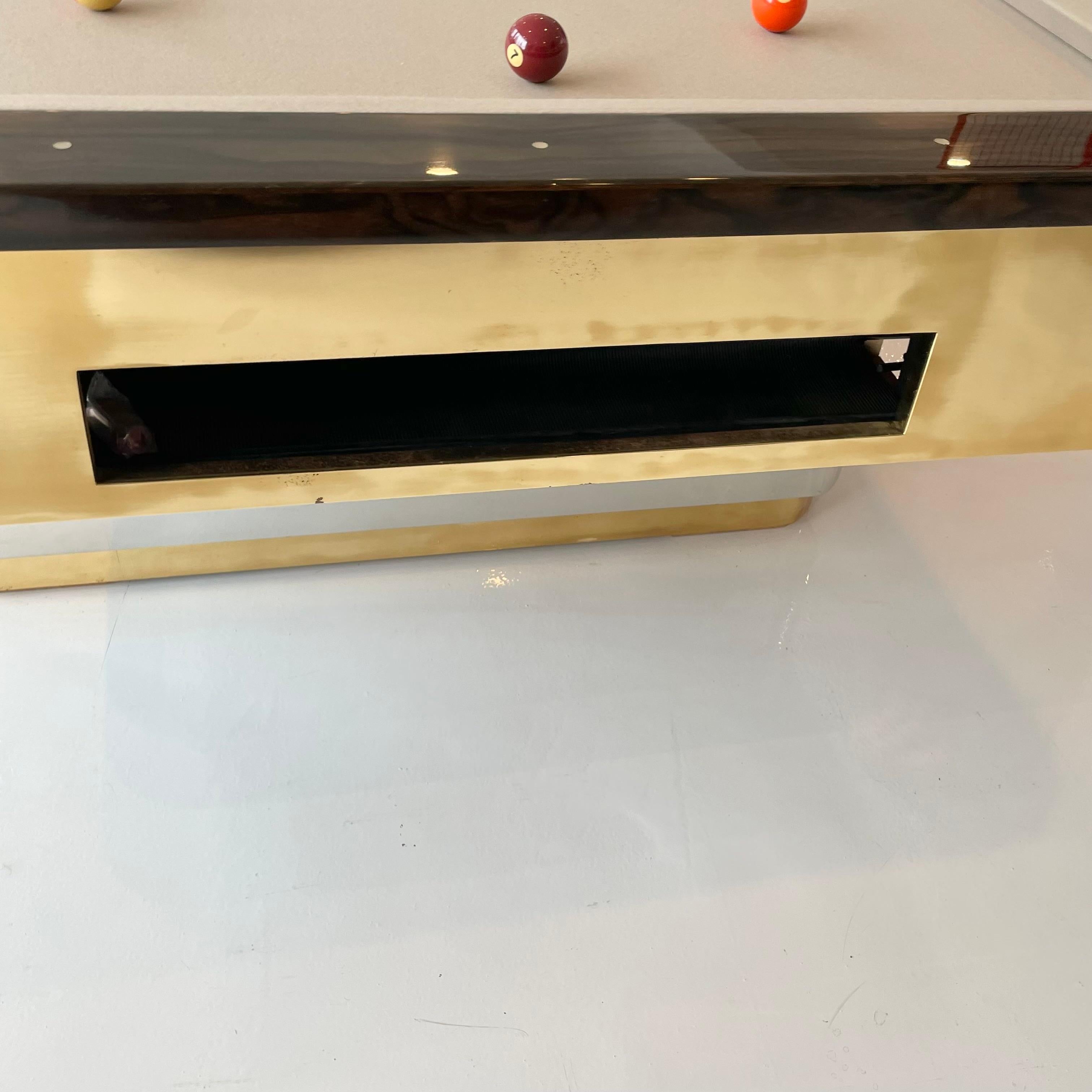 Late 20th Century 1970s Olhausen Brass and Chrome POOL Table