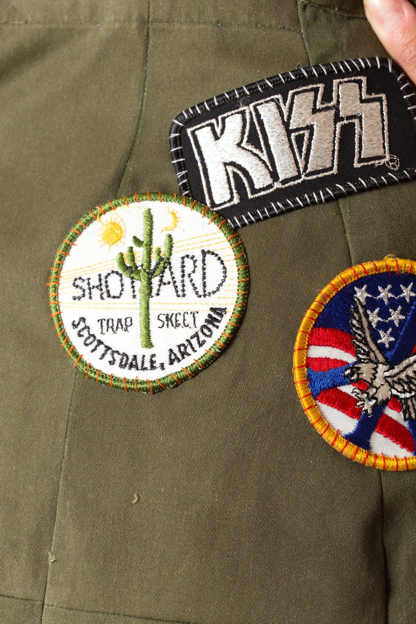 Herren-Militär-Overall aus Baumwolle in Olivgrün aus den 1970er Jahren mit Vintage-Patches 3