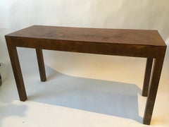 1970s Olive Wood Parsons Style Console