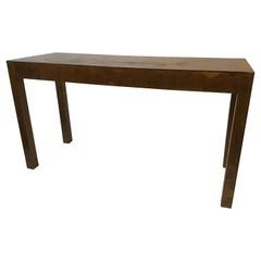 1970s Olive Wood Parsons Style Console