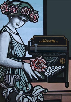 1970s Olivetti Advertising Poster Italian Design Typewriter