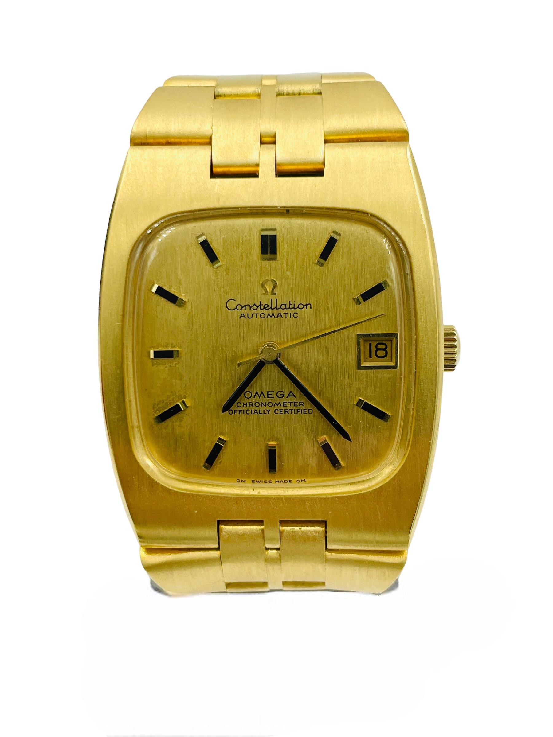 1970s Omega Constellation 18k Yellow Gold Wristwatch 1