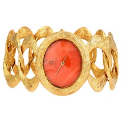 1970s Omega Coral Roy King 18K Textured Link Watch