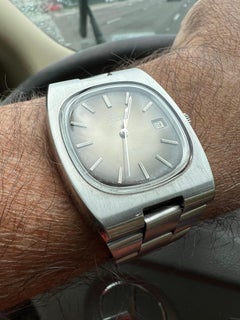 1970's Omega Geneve Vintage Mens TV Shaped Watch with Original Tropical Dial