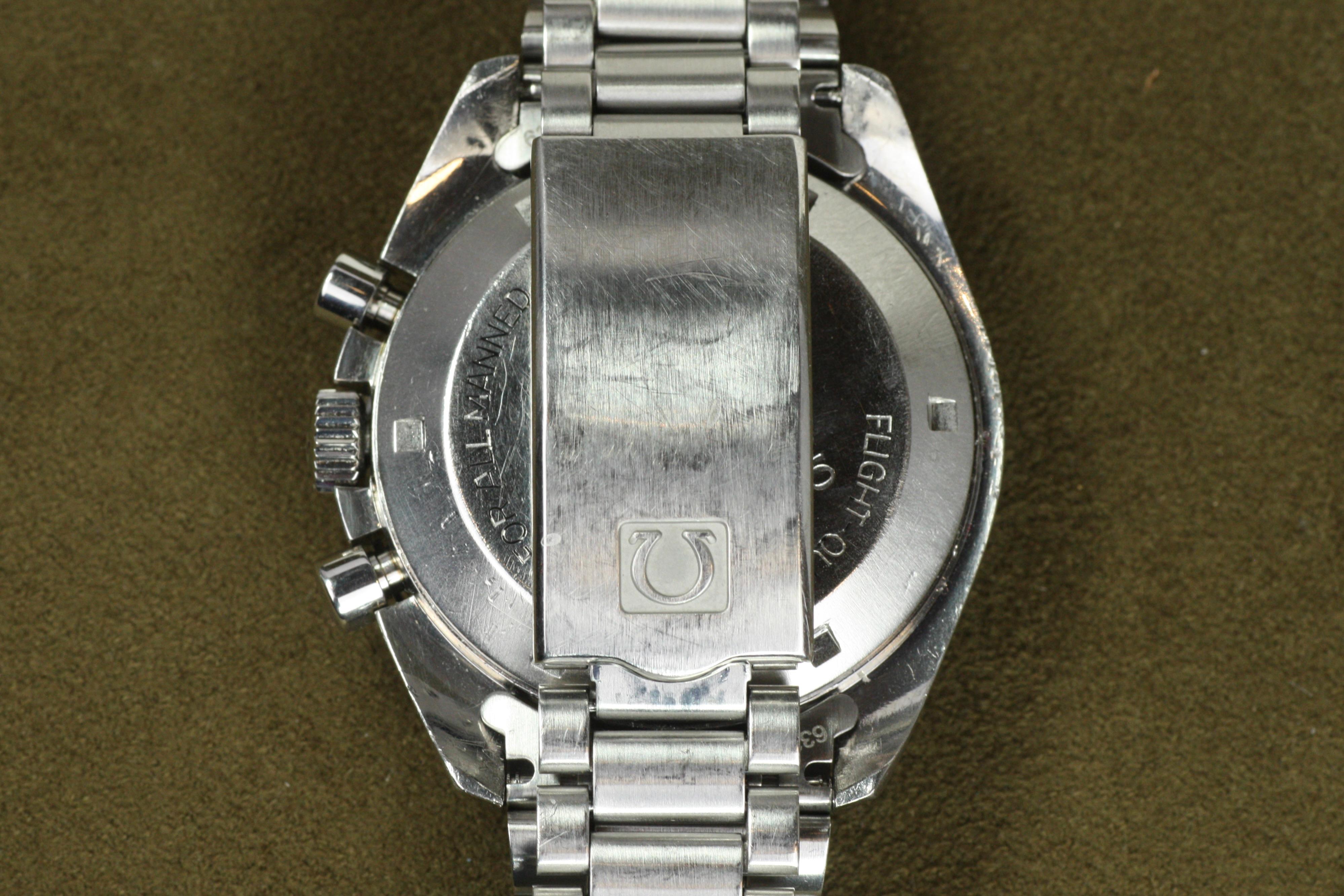 Reloj Omega Speedmaster Moon de los años 70 Primera generación Fondo de caja de escritura recta en venta 12
