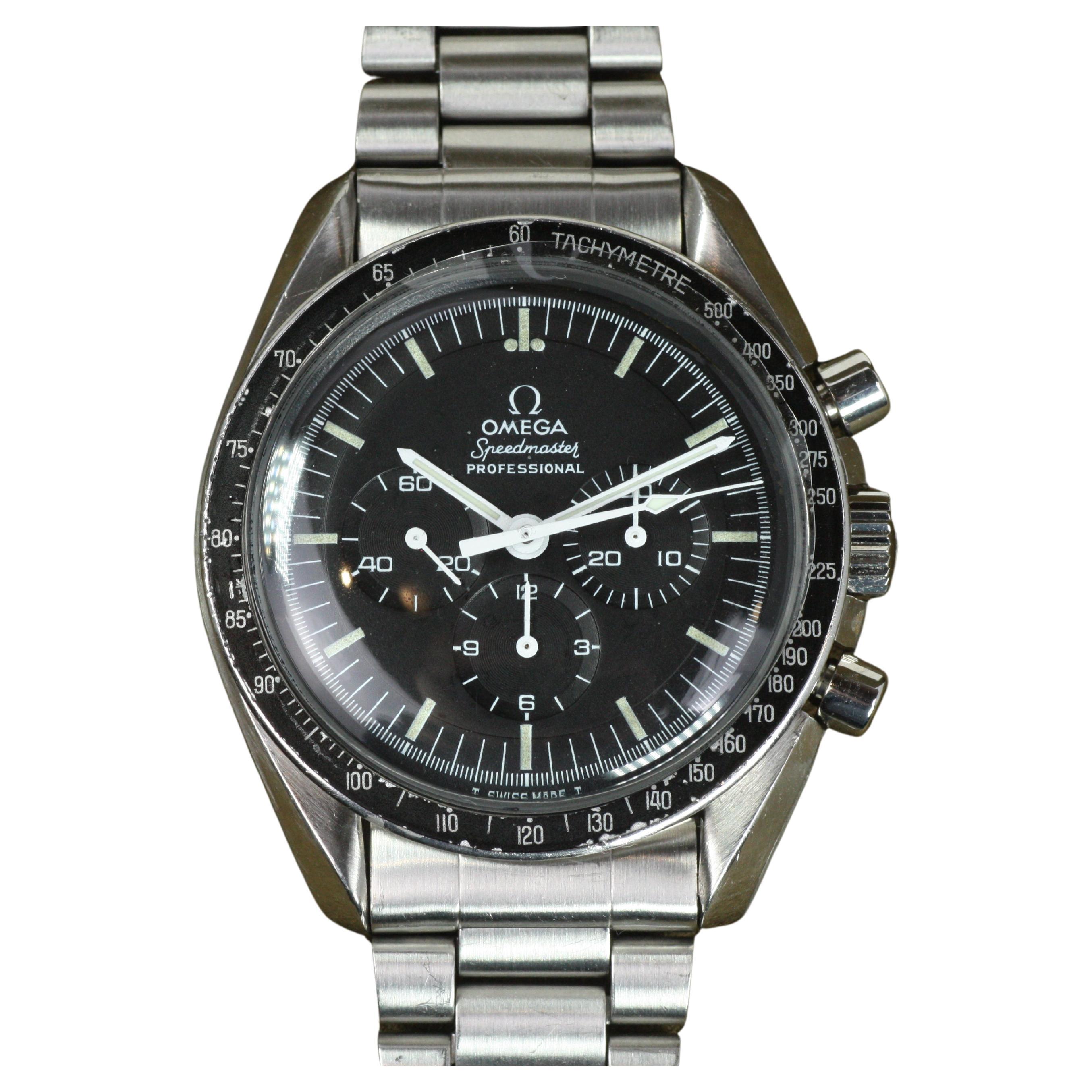 1970er Jahre Omega Speedmaster Moon Watch Erste Generation Straight Writing Gehäuseboden