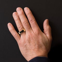 1970s Onyx 18 Karat Yellow Gold Man Band Ring