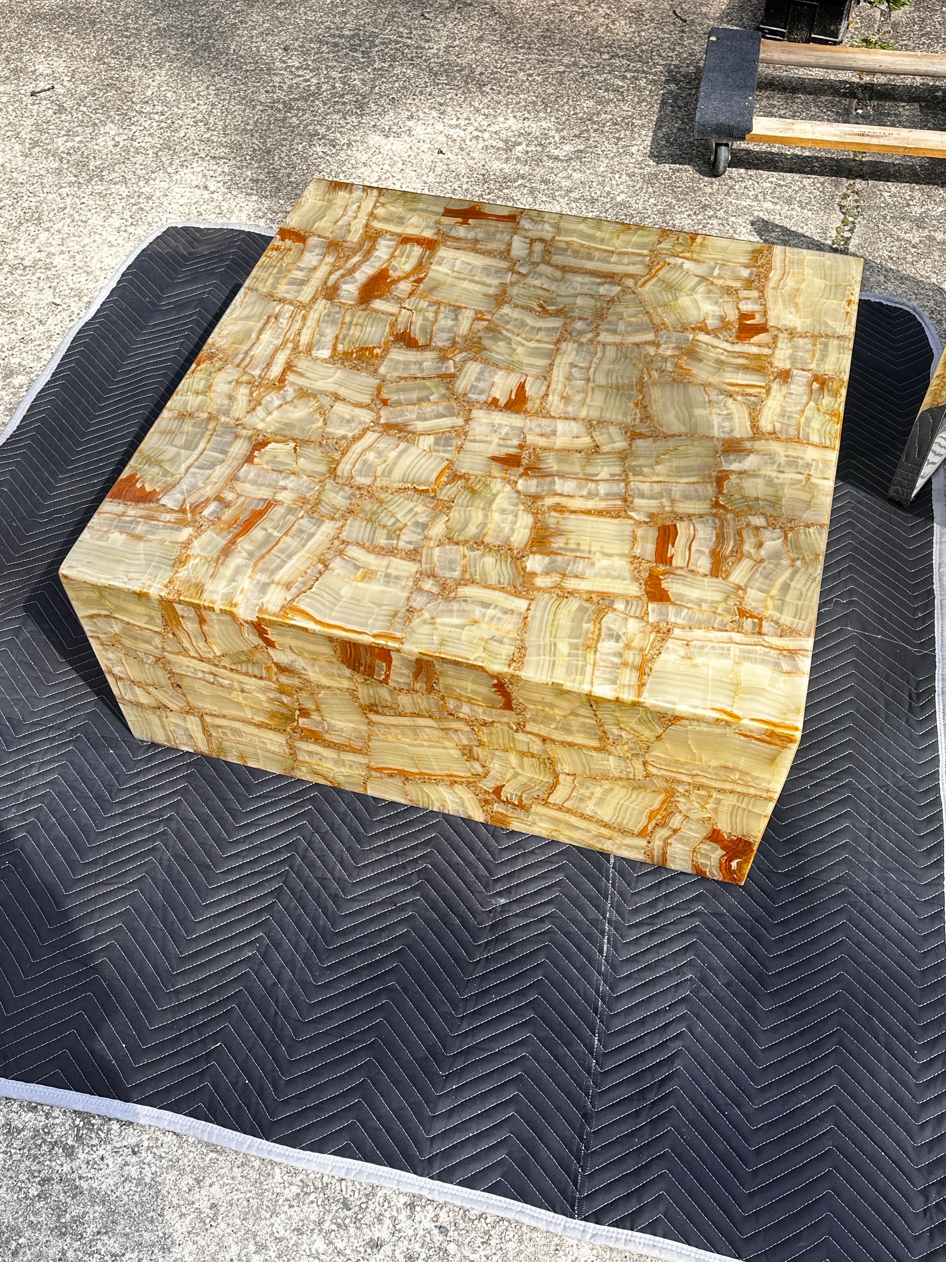 1970 Onyx Plinth Coffee Table Large Square Minimalist Cube en vente 5
