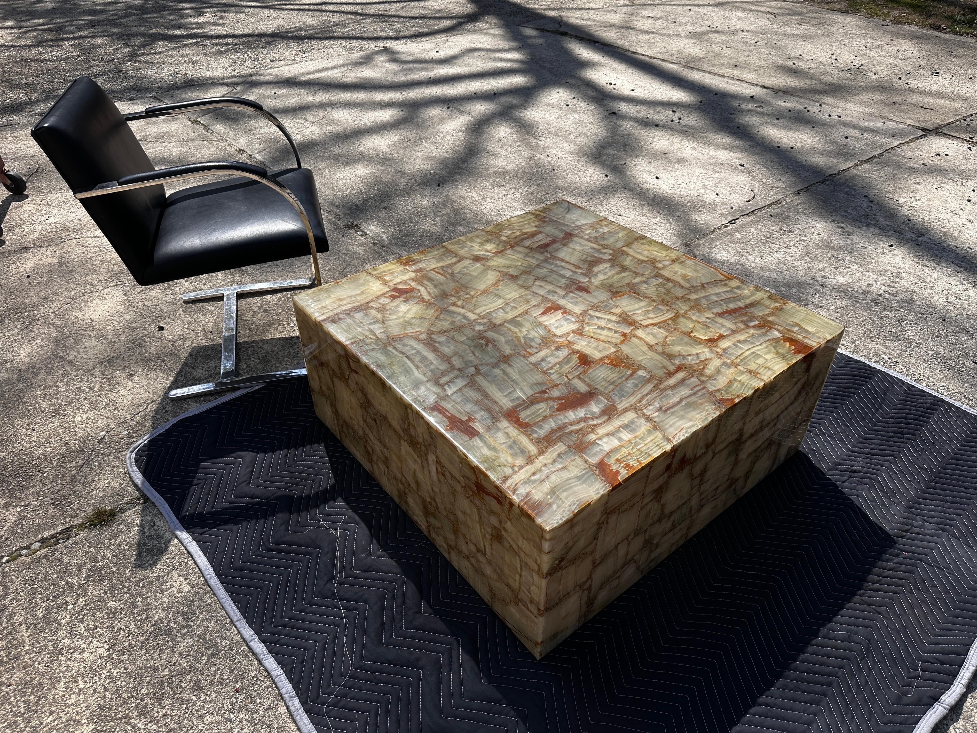 Moderne 1970 Onyx Plinth Coffee Table Large Square Minimalist Cube en vente