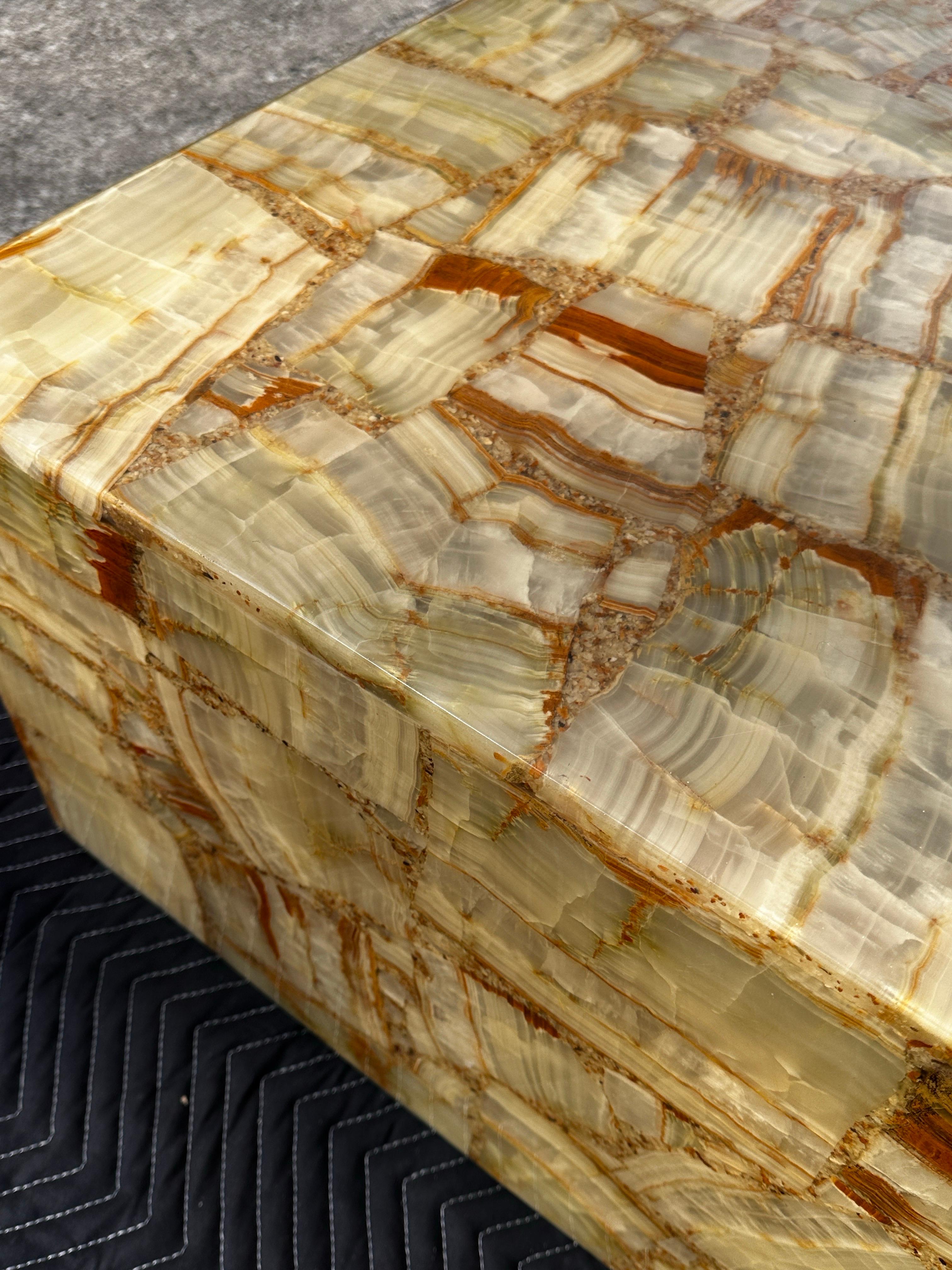 1970 Onyx Plinth Coffee Table Large Square Minimalist Cube en vente 3
