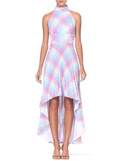 1970's OP-Art Pastel Rainbow Geometric Poly Disco Dress
