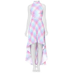 Vintage 1970's OP-Art Pastel Rainbow Geometric Poly Disco Dress