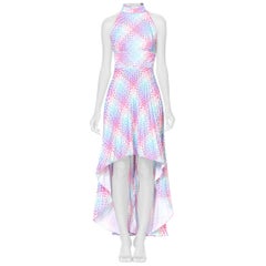 1970's OP-Art Pastel Rainbow Geometric Poly Disco Dress