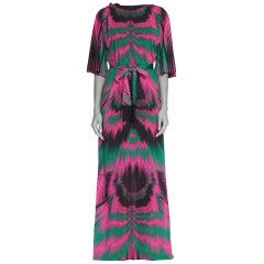 1970's Op-art Psychedelic Printed Nylon Jersey Dress