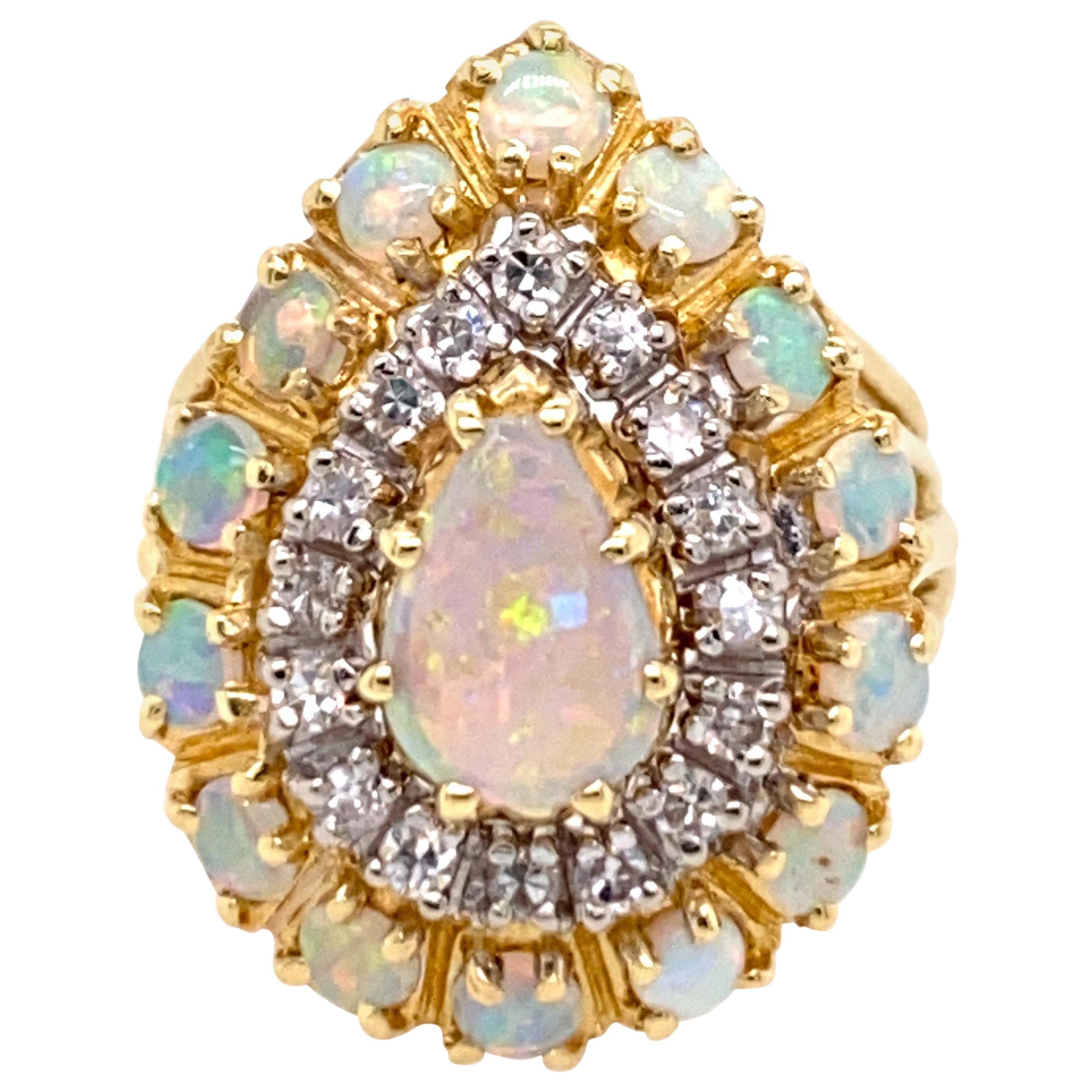 1970s Opal and Diamond Ring