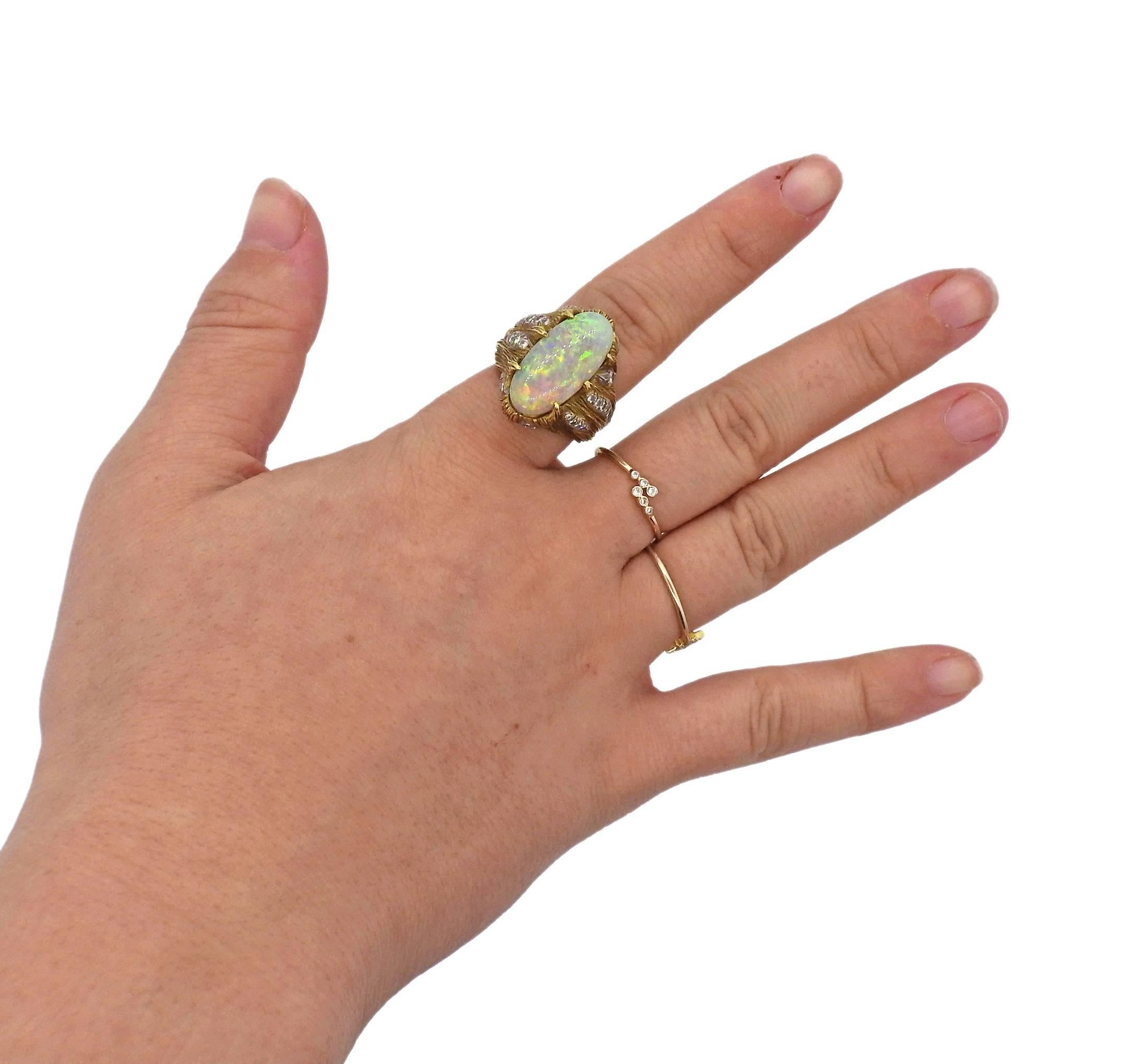 1970s Opal Diamond Gold Ring 1