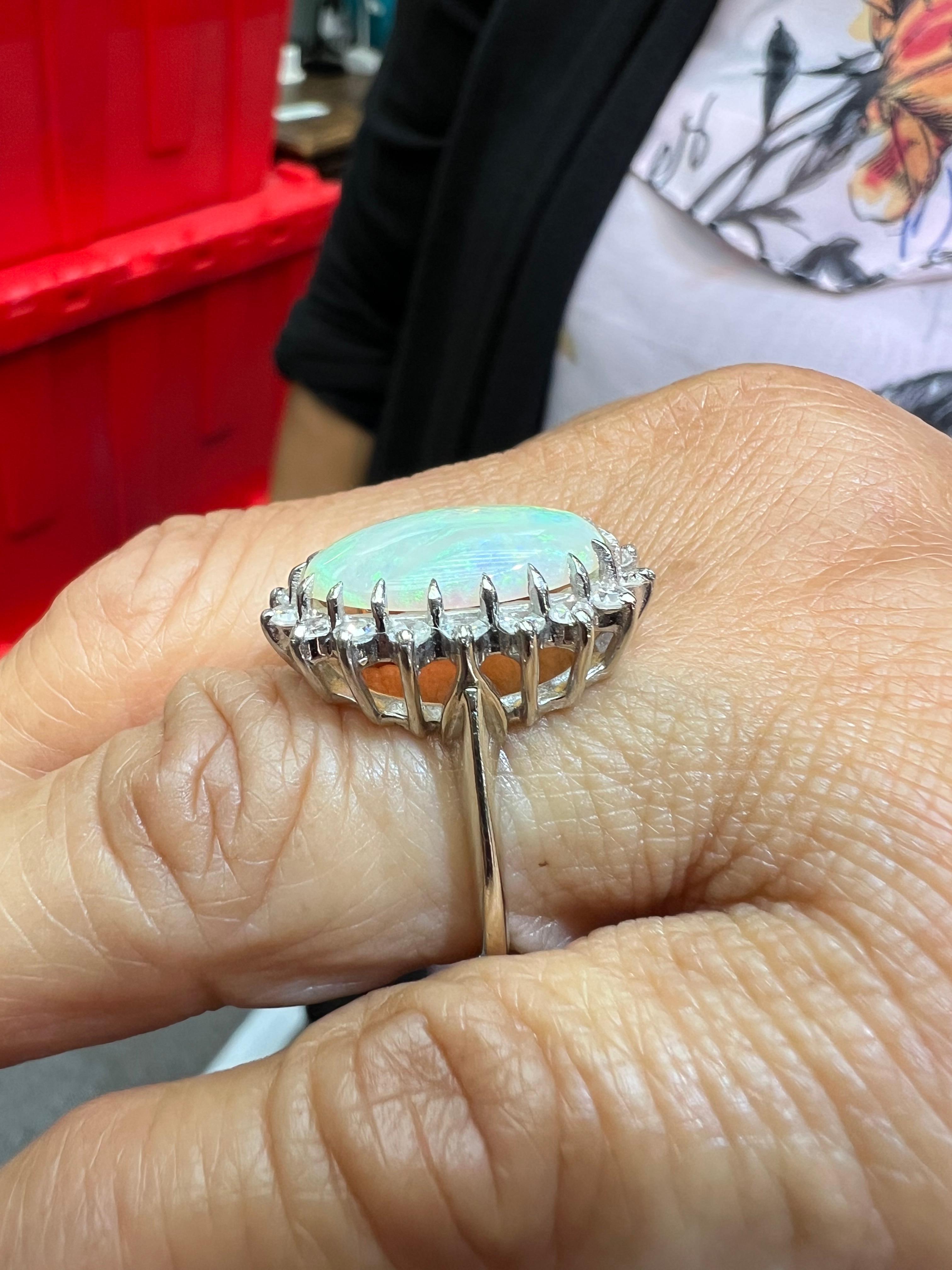 1970s Opal Diamond White Gold Ring  For Sale 4