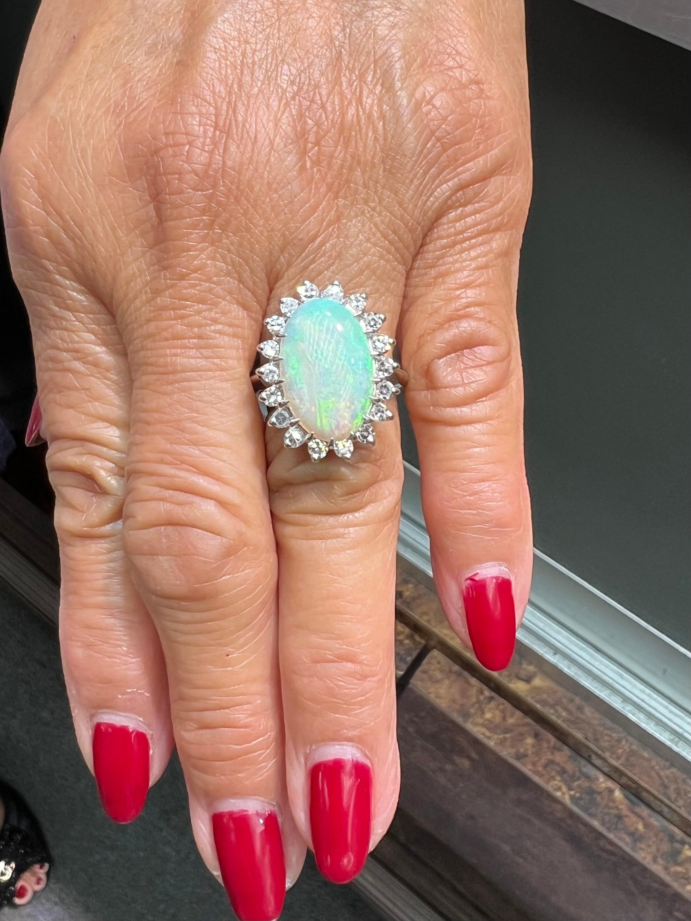 1970s Opal Diamond White Gold Ring  For Sale 2