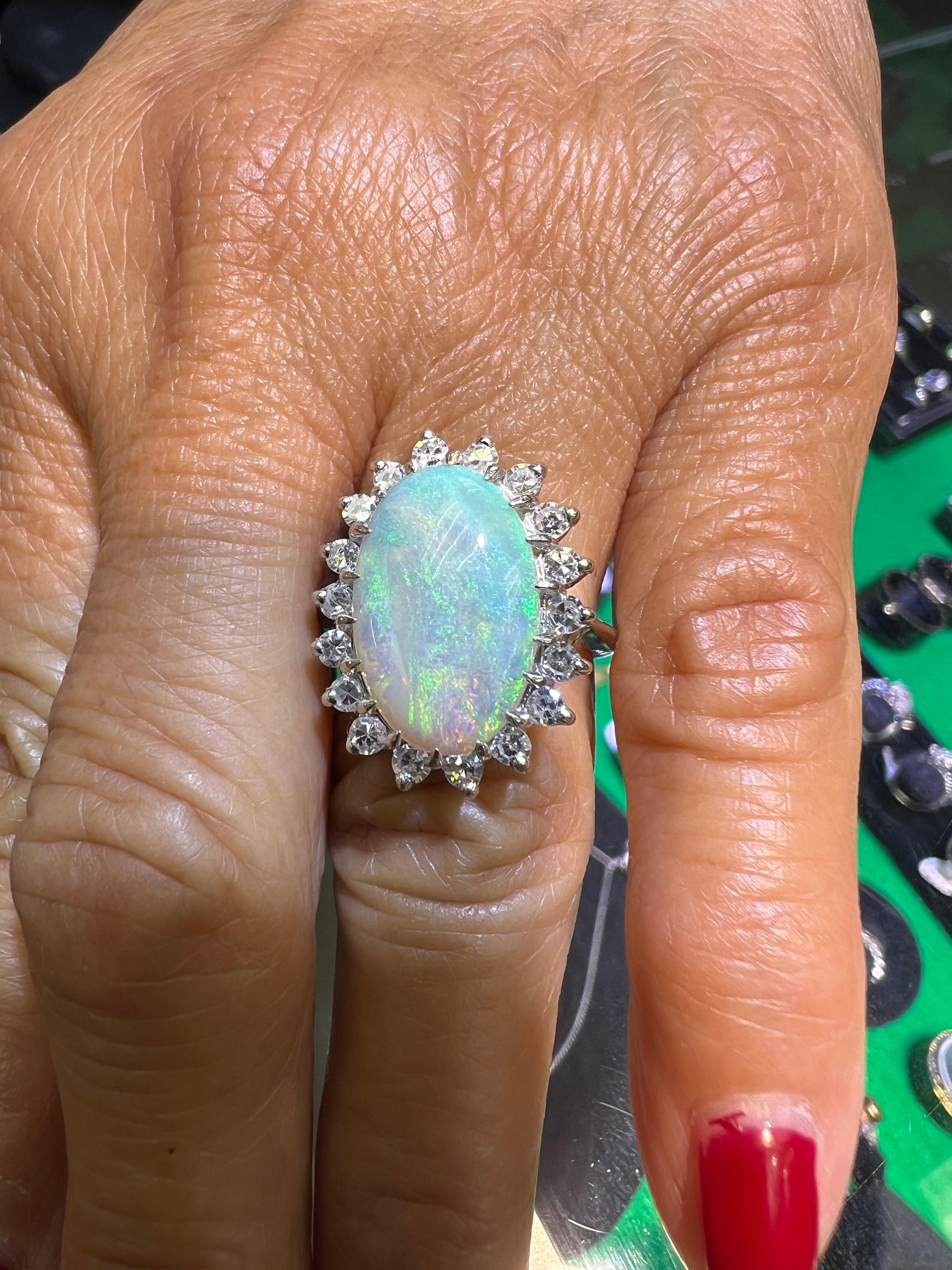 1970s Opal Diamond White Gold Ring  For Sale 3